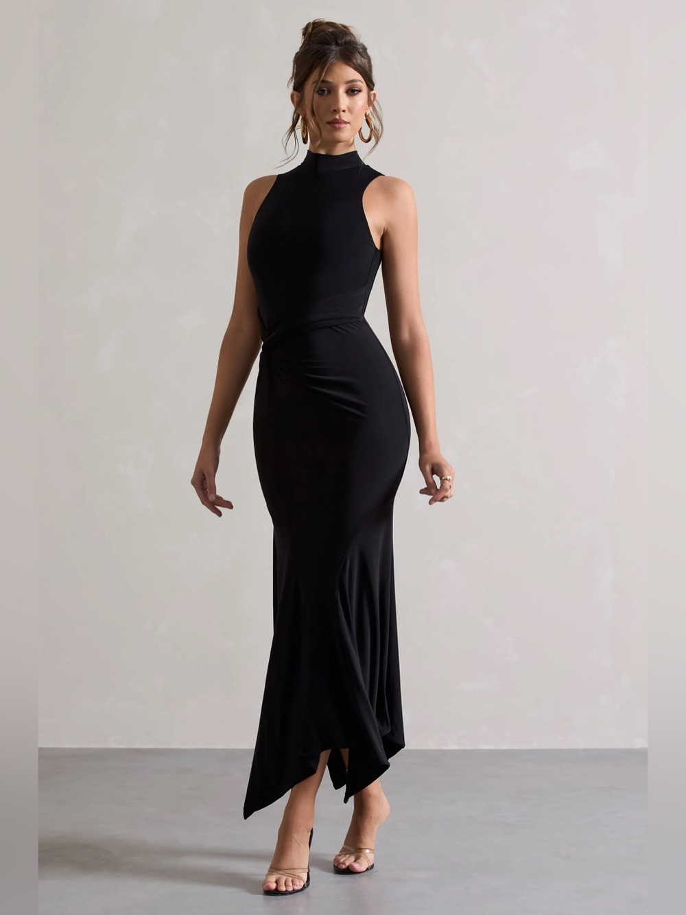 Club L London | Briona High-Neck Twist Maxi Dress